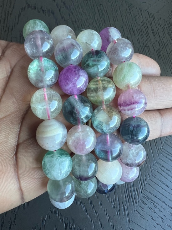 Jewelry - ( ONE ) Colorful Fluorite bracelet 13mm SIZE 6.75’